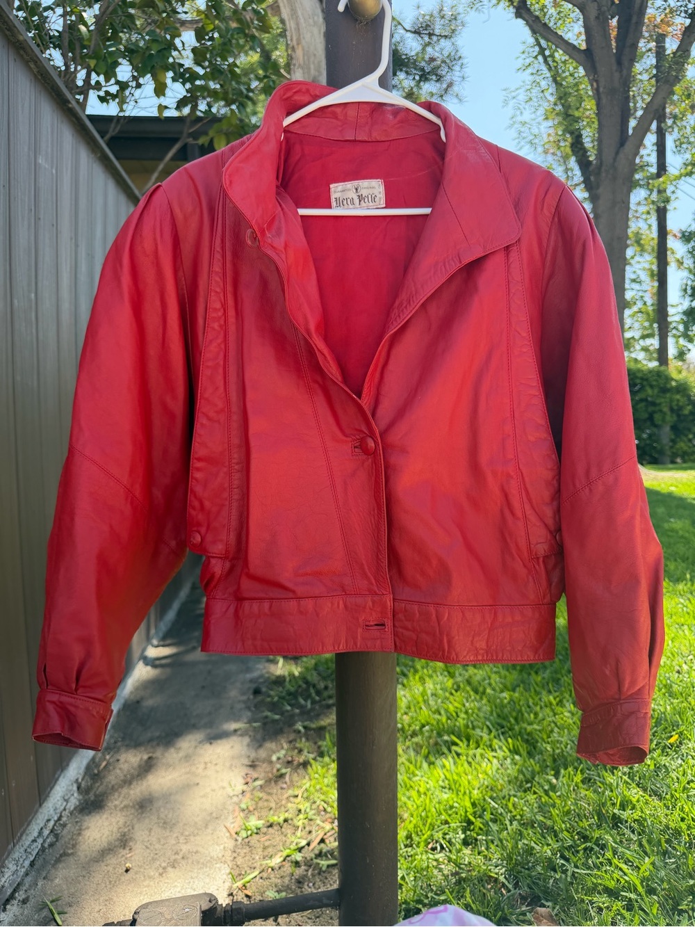 VINTAGE VERA PELLE made in Italy Red Leather Jacket - 80s style